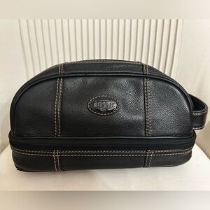 Fossil Black Leather Toiletry Kit with Contrast Stitching